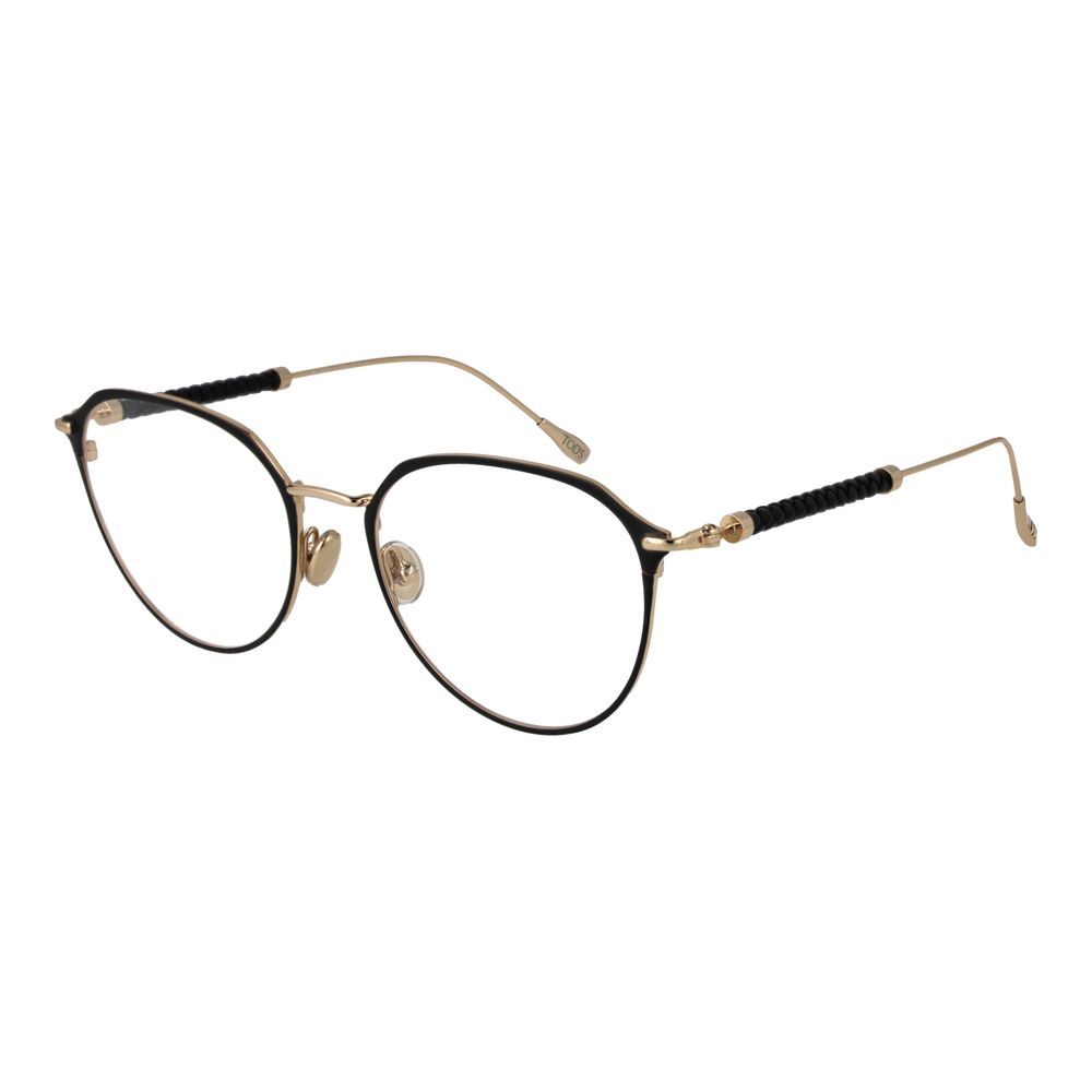 Tod's Black Metal Glasses (Frames) for women with full-rim design, panto style, and demo lenses in plastic.