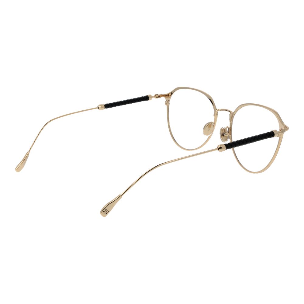 Stylish Tod's Black Metal Glasses (Frames) for women, full-rim panto style with demo lenses, black and gold metal finish.