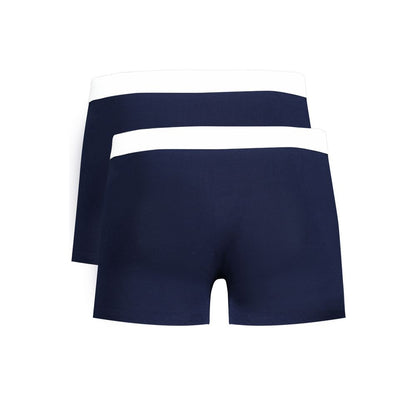 Trussardi Blue Cotton Underwear, bi-pack boxer set with elastic waist and logo print