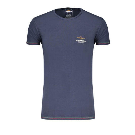 Aeronautica Militare Blue Cotton Underwear - External T-shirt with short sleeves, crew neck, contrast details, and logo print.