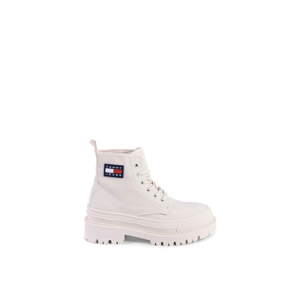 Tommy Hilfiger Beige Recycled Cotton Lace-Up Boots