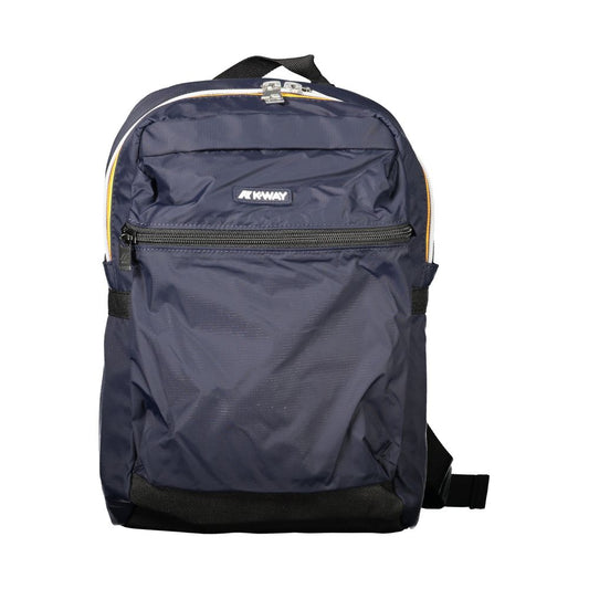 K-WAY Blue Polyamide Backpack with adjustable straps, external pocket, zip closure, contrasting details, and logo.