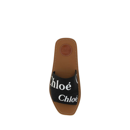 Chloé Black Rubber Flat Sandals