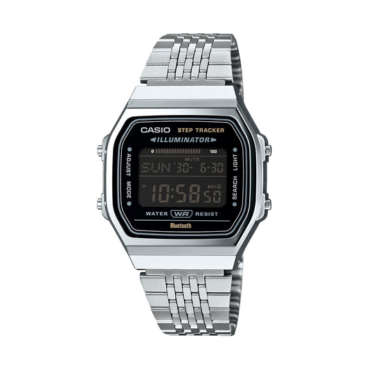 CASIO VINTAGE Mod. BLUETOOTH® SMARTPHONE LINK - SILVER - built-in accelerometer senses body movements + steps counter ABL-100WE-1BEF