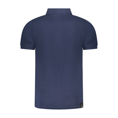 Back view of Accademia Militare Blue Cotton Polo Shirt with short sleeves and three buttons.
