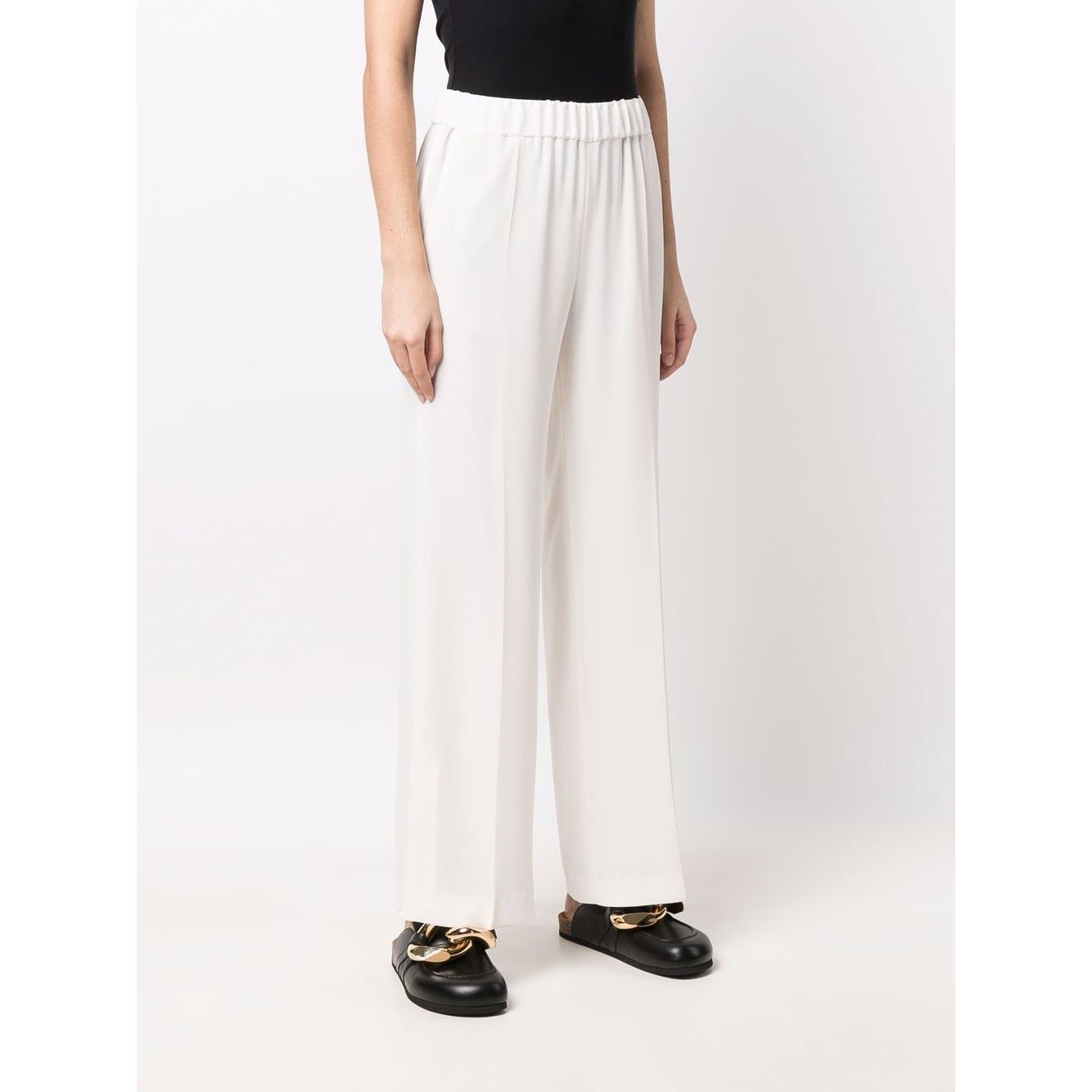 Alberto Biani White Cady Elasticated Trousers Trousers