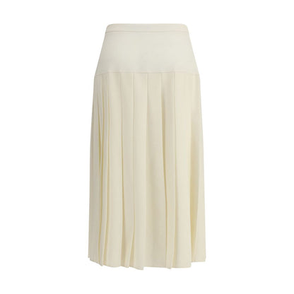 Alessandra Rich White Fleece Wool Midi Skirt