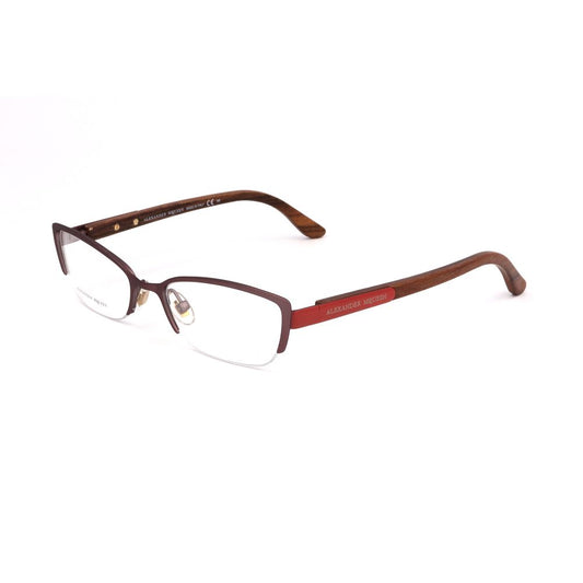 Alexander McQueen Bicolor Metal Frames in burgundy and red, semi-matte finish, dimensions 53/18/135 mm, women's eyewear.