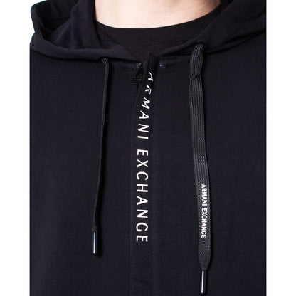Armani Exchange Black Cotton Hoodie Armani Exchange