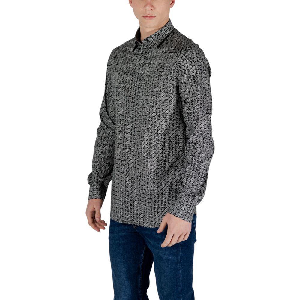 Armani Exchange Black Cotton Pattern Shirt Armani Exchange