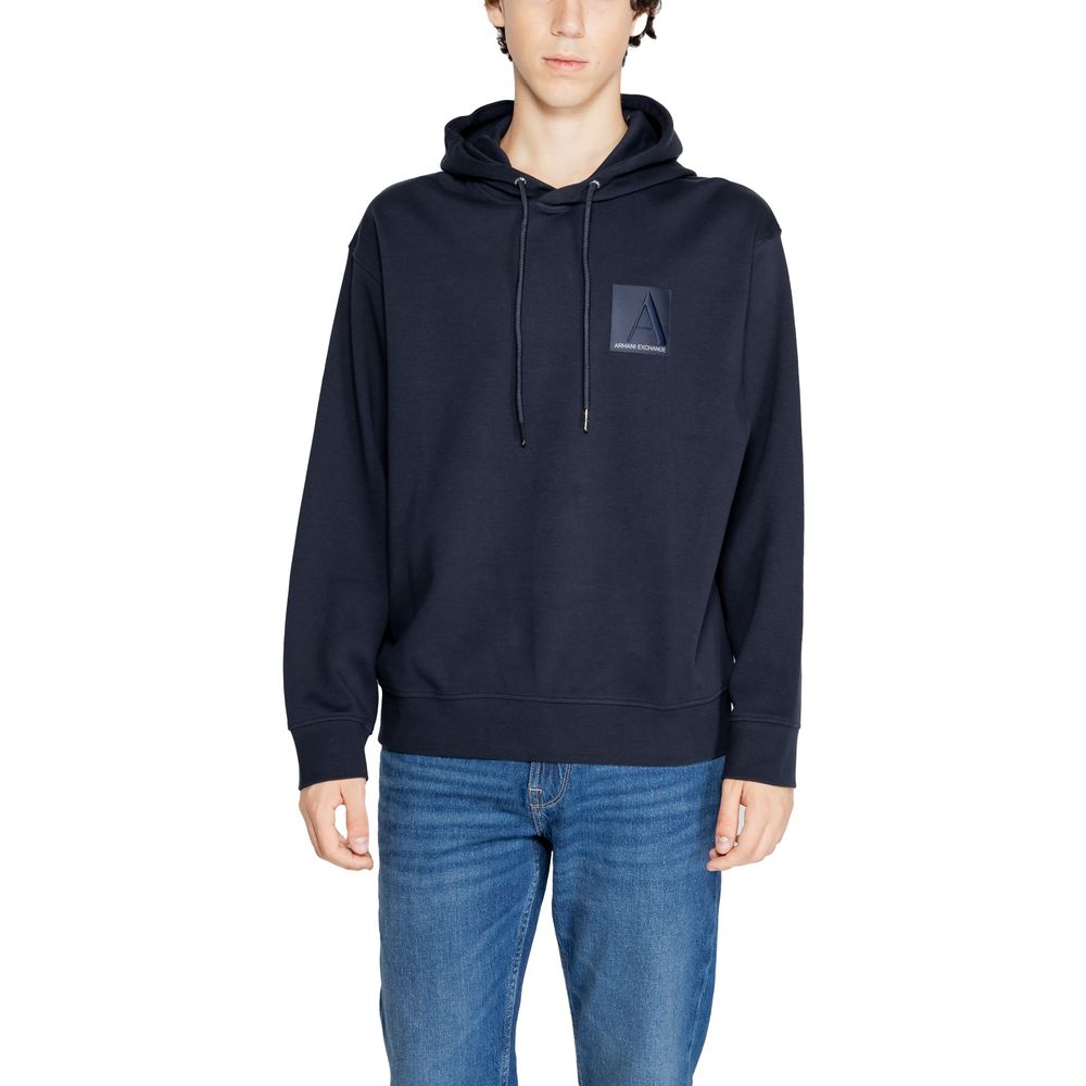 Armani Exchange Blue Cotton Hoodie Armani Exchange
