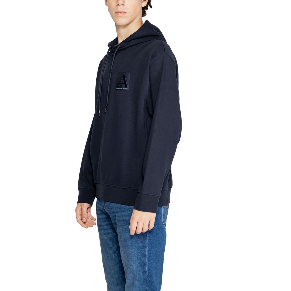 Armani Exchange Blue Cotton Hoodie Armani Exchange