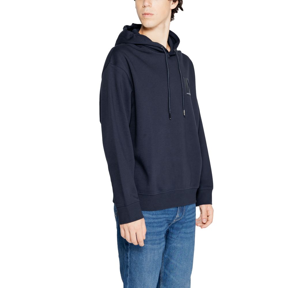 Armani Exchange Blue Cotton Hoodie Armani Exchange