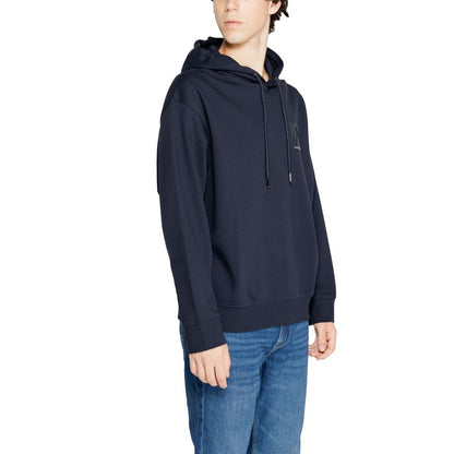 Armani Exchange Blue Cotton Hoodie Armani Exchange