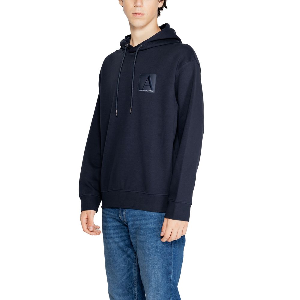 Armani Exchange Blue Cotton Hoodie Armani Exchange