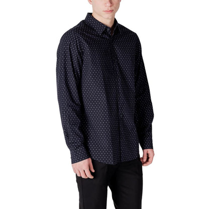 Armani Exchange Blue Cotton Pattern Shirt Armani Exchange
