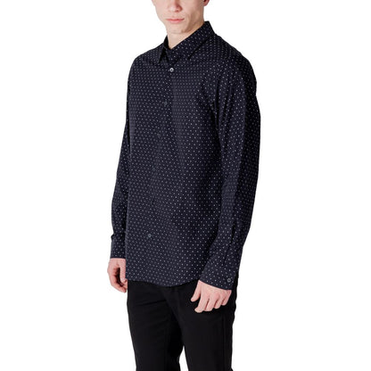 Armani Exchange Blue Cotton Pattern Shirt Armani Exchange