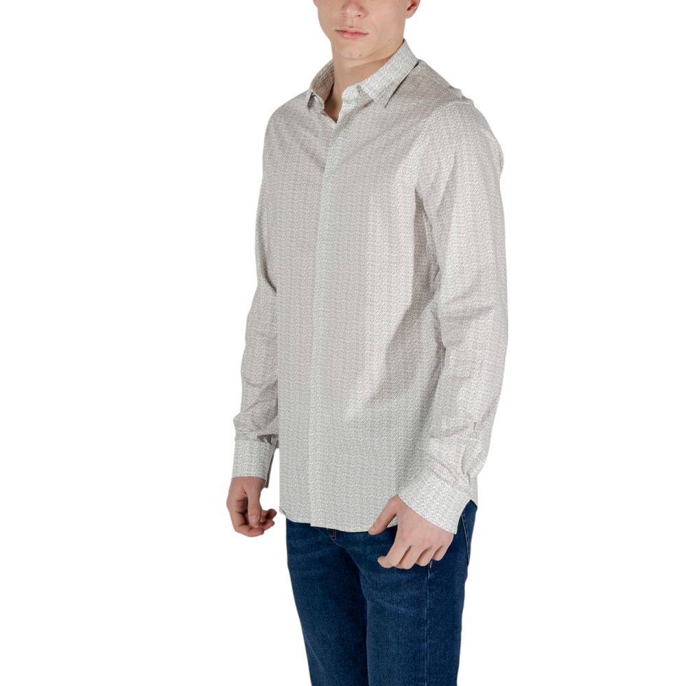 Armani Exchange Cream Cotton Pattern Shirt Armani Exchange