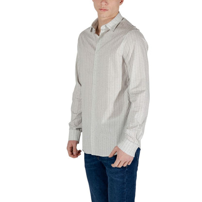 Armani Exchange Cream Cotton Pattern Shirt Armani Exchange