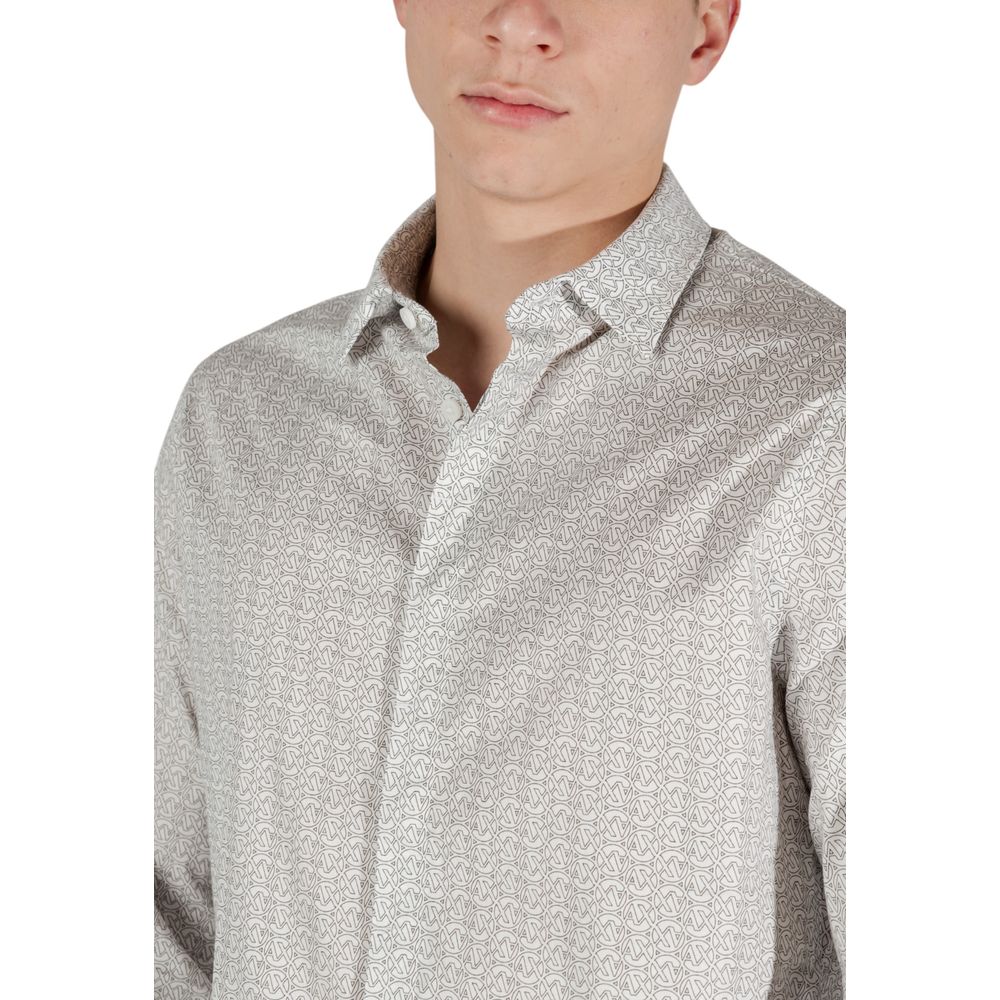 Armani Exchange Cream Cotton Pattern Shirt Armani Exchange