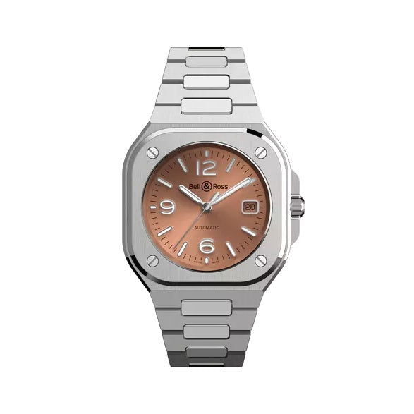 BELL & ROSS MOD. BR05A-BR-ST_SST luxury watch with stainless steel case and bracelet, featuring a classic design.