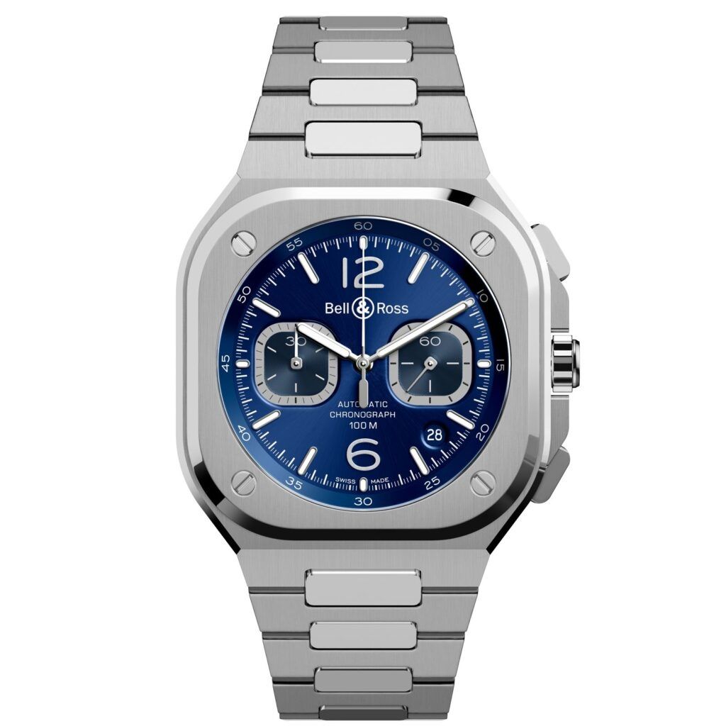 BELL & ROSS MOD. BR05C-BU-ST_SST luxury men's watch with blue dial and stainless steel bracelet
