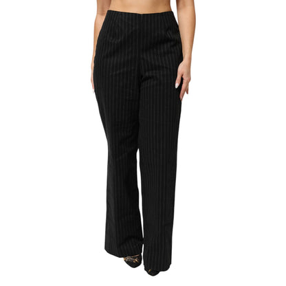 BENCIVENGA Black Wool Blend Pinstripe Straight Leg Pants BENCIVENGA