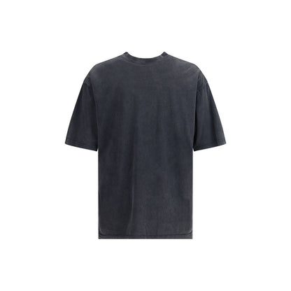 Back view of Balenciaga Gray Cotton T-Shirt showing ribbed crew neck and minimalist design. Made from 100% cotton. AW25 collection.