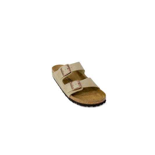 Birkenstock Beige Synthetic Slipper with double strap design and cork sole for optimal comfort and support.