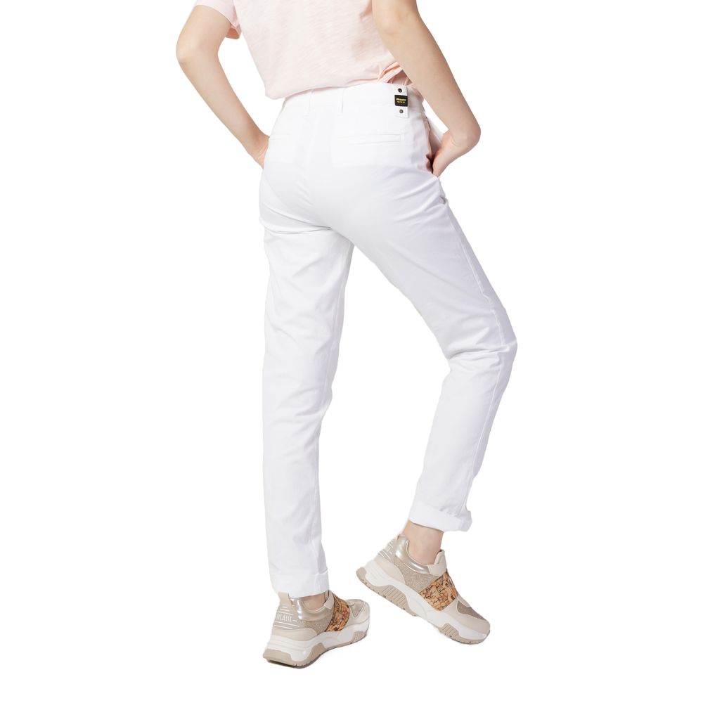 Blauer White Cotton Casual Pants Blauer