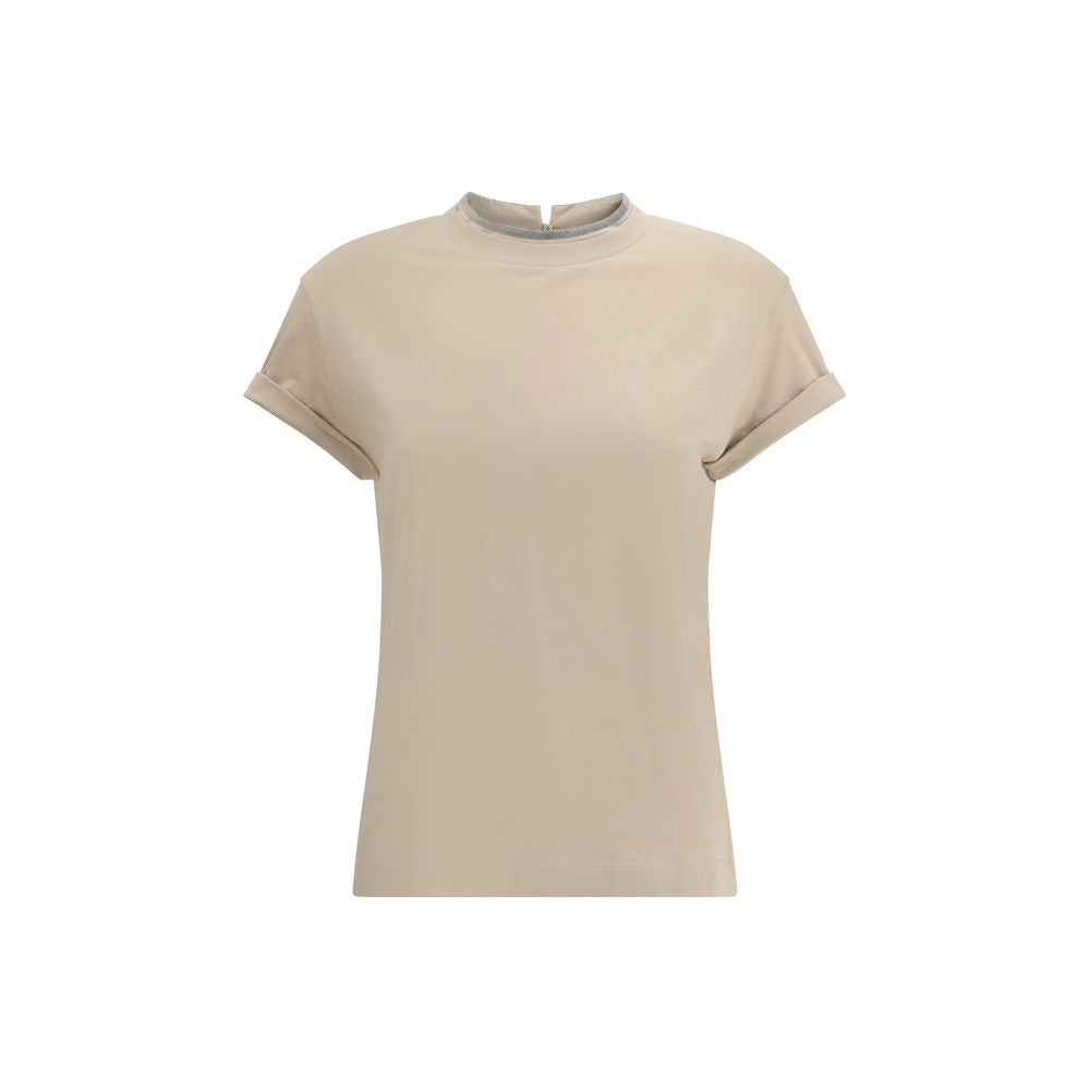 Brunello Cucinelli Beige Elastane T-Shirt Brunello Cucinelli