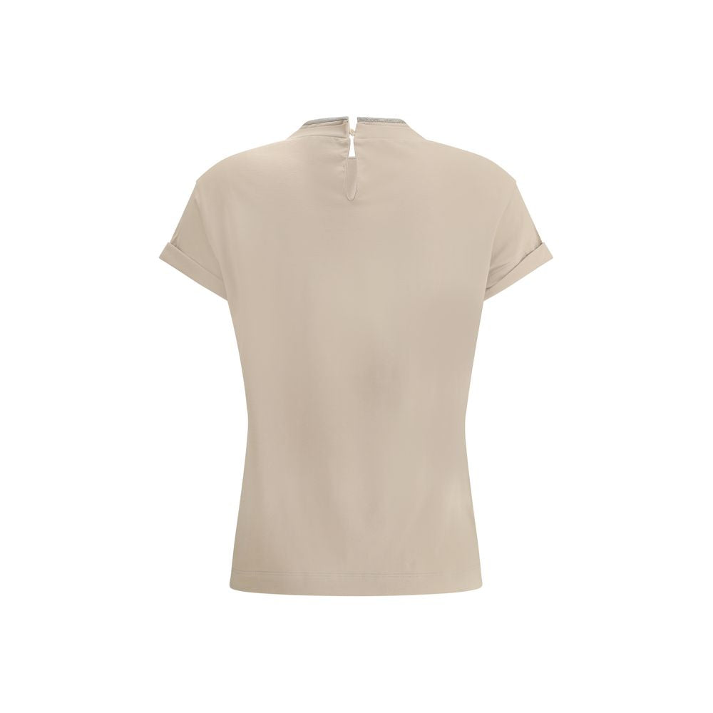 Brunello Cucinelli Beige Elastane T-Shirt Brunello Cucinelli
