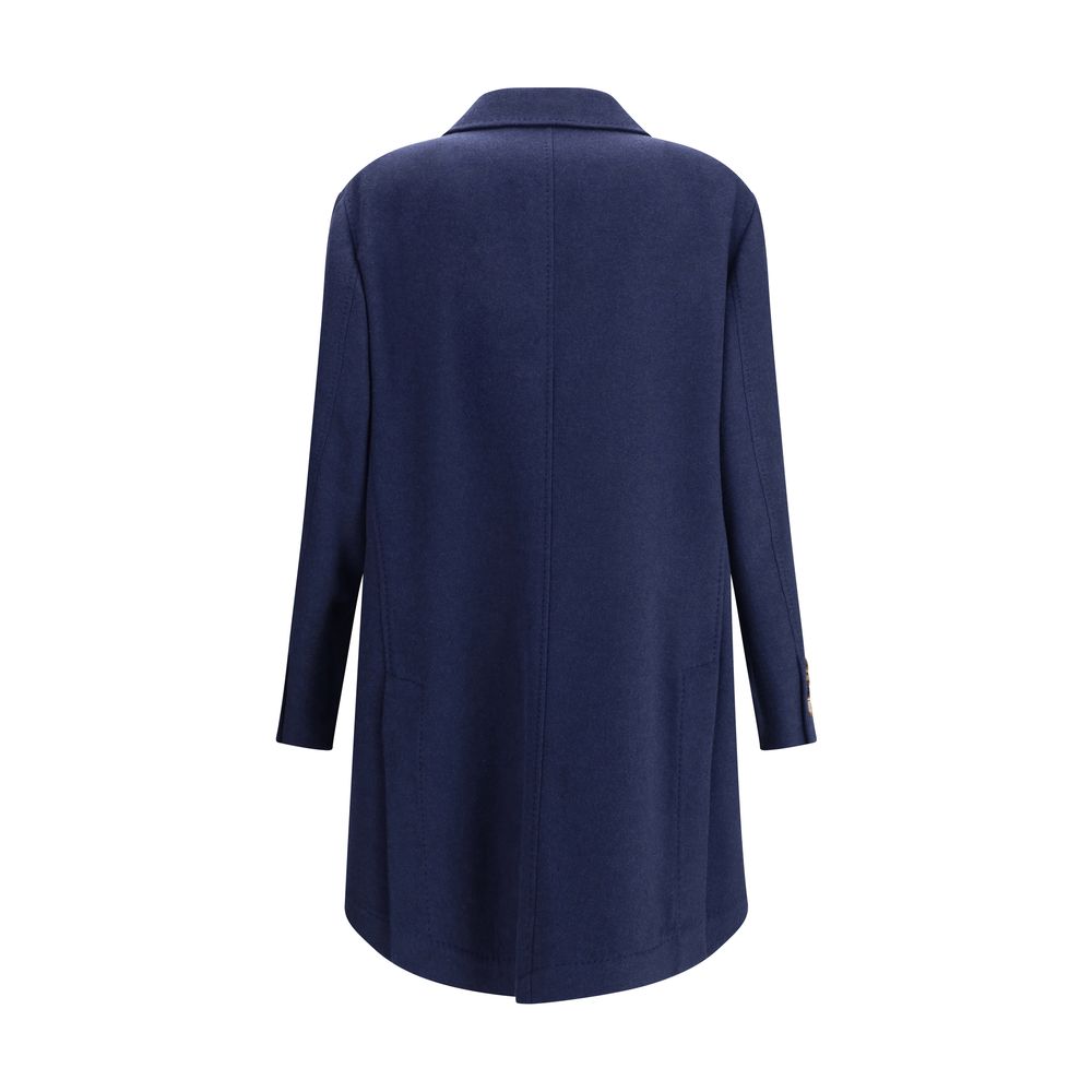 Brunello Cucinelli Blue Cashmere Coat Brunello Cucinelli