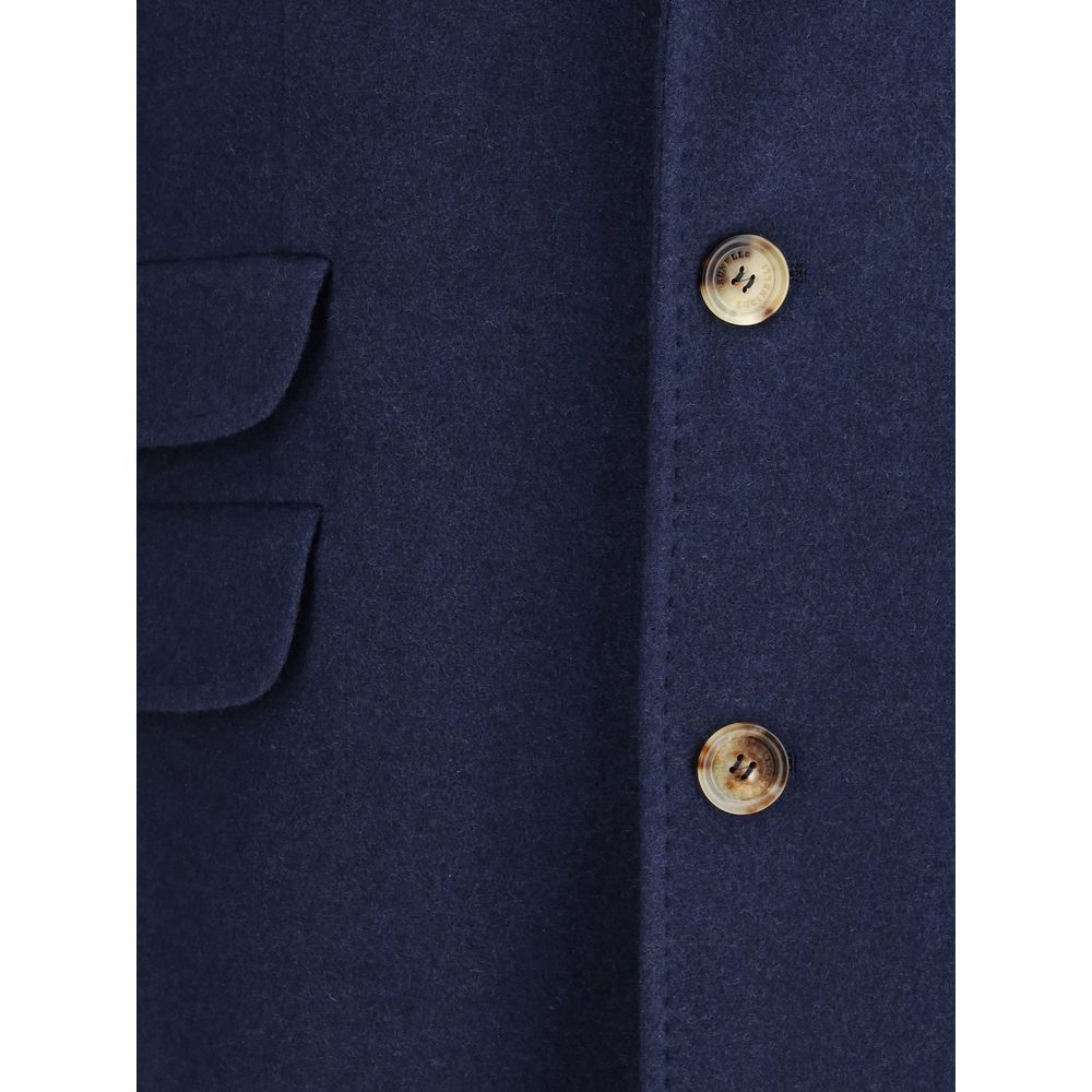 Brunello Cucinelli Blue Cashmere Coat Brunello Cucinelli