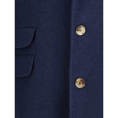 Brunello Cucinelli Blue Cashmere Coat Brunello Cucinelli