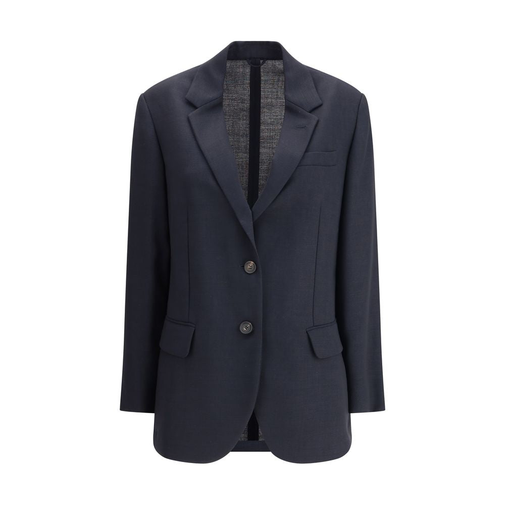 Brunello Cucinelli Blue Fleece Wool Blazer