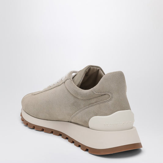 Brunello Cucinelli Grey/Sage Green Sneakers in Suede