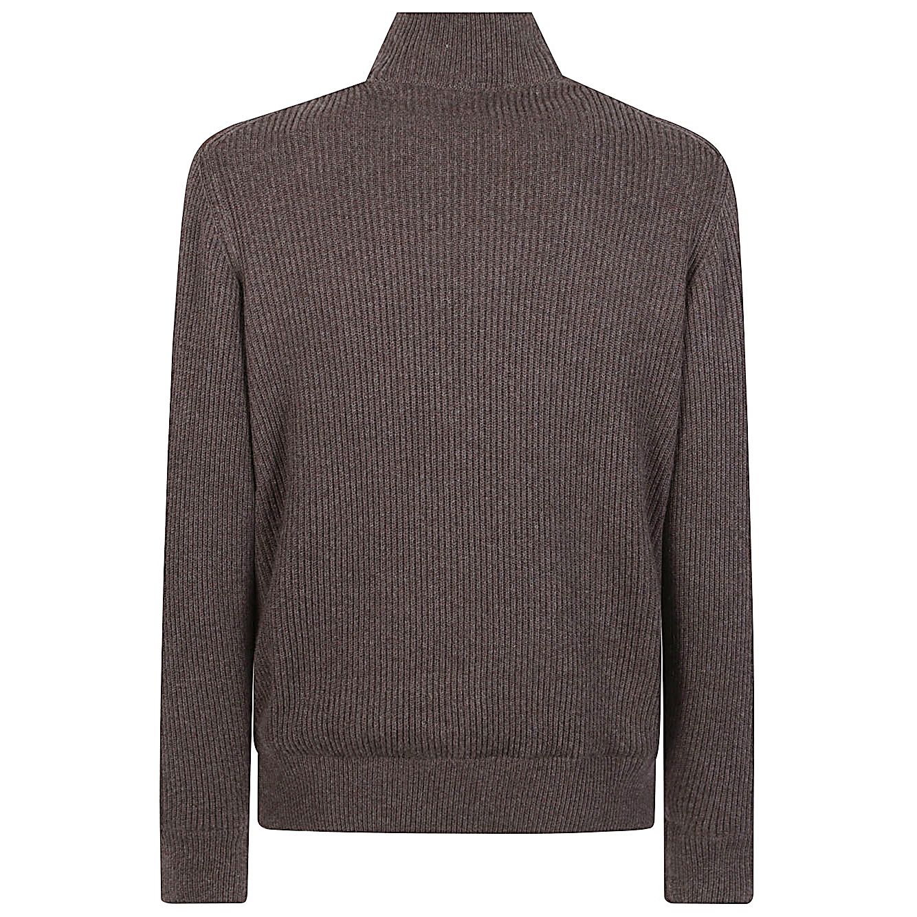 Back view of Brunello Cucinelli Suede and cashmere blouson jacket with ribbed cashmere detail and straight hem.