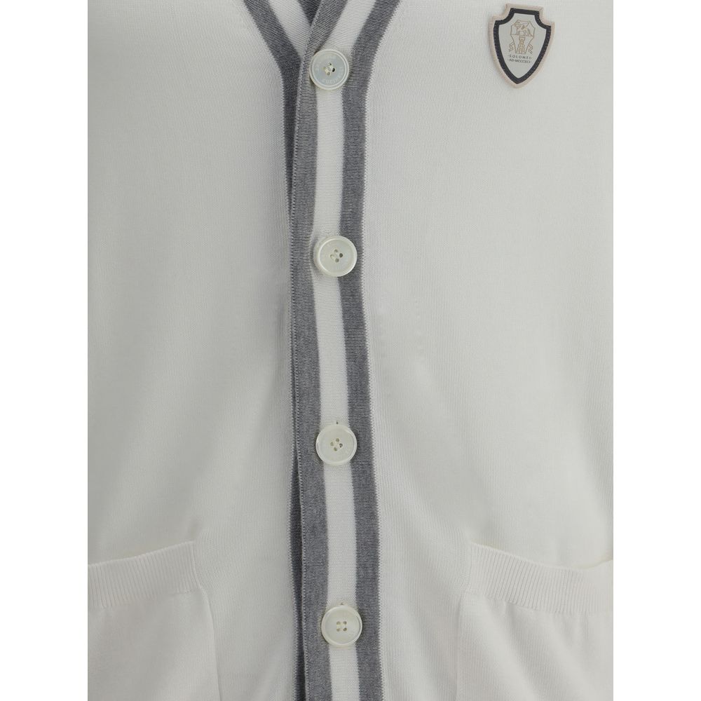 Brunello Cucinelli White Cotton Cardigan
