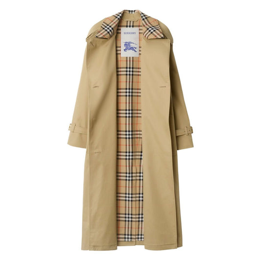 Burberry Castleford Medium Trench Coat with Check Collar in archive beige, double-breasted with notched lapels, and signature check lining.