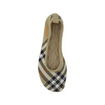 Burberry Checkered Knitted Ballerina Shoes with quilted insole, round toe, made in Italy, featuring fabric and leather materials for women.