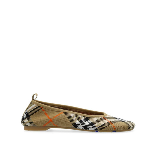 Burberry Checkered Knitted Ballerina Shoes with round toe, quilted insole, and rubber sole, made in Italy for women.