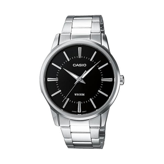 CASIO COLLECTION Mod. 3 H - BLACK wristwatch with 5 ATM water resistance, 40 mm metal case, quartz movement, and mineral dial.