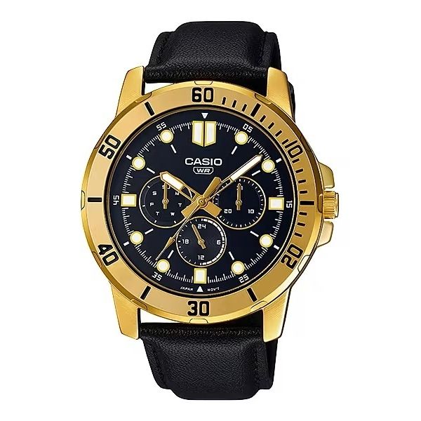 CASIO COLLECTION Mod. DIVER MULTIFUCTION. LEATHER - BLACK