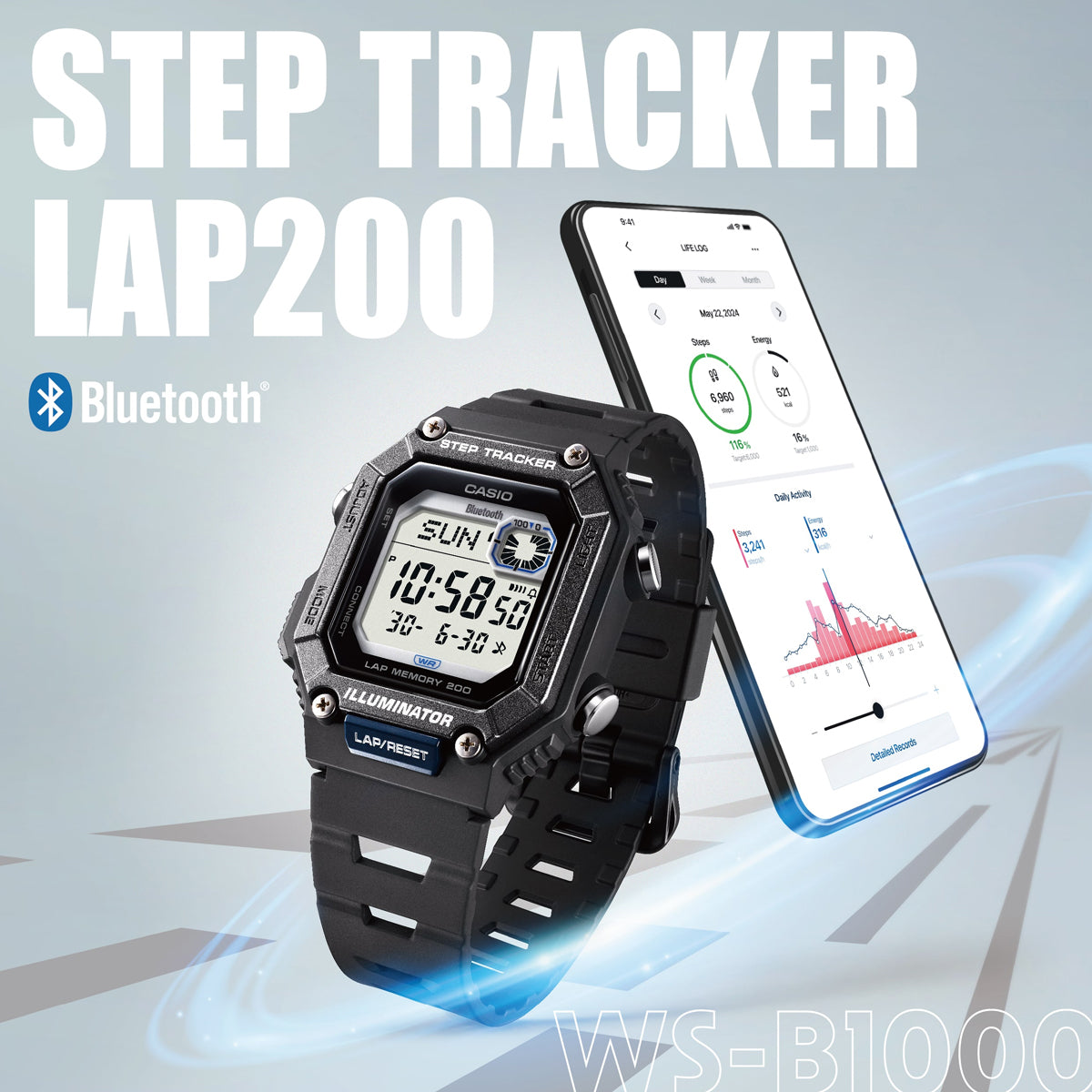CASIO COLLECTION Mod. STEP TRACKER LAP 200 - BLACK CASIO COLLECTION & VINTAGE