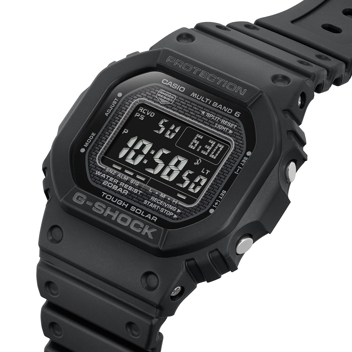 CASIO G-SHOCK Mod. THE NEW ORIGIN Multiband 6 - TOUGH SOLAR - FULL BLACK wristwatch with resin strap and multifunction dial.