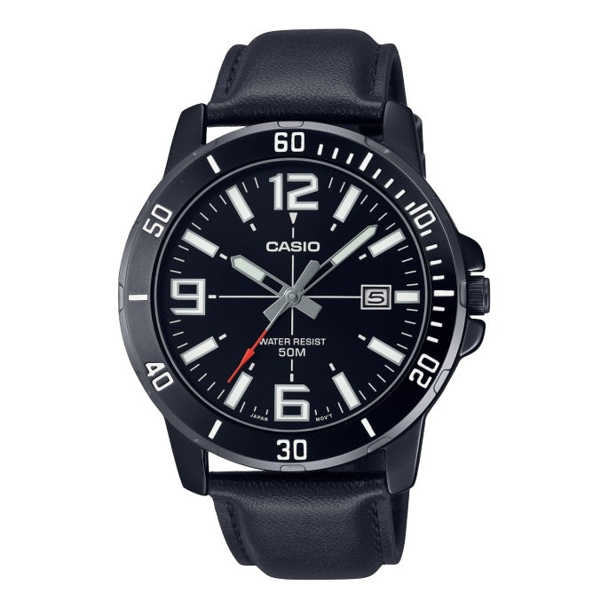 CASIO SPORT COLLECTION Mod. DIVER 50M LEATHER - FULL BLACK CASIO COLLECTION & VINTAGE