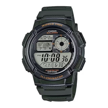 CASIO SPORT Mod. DIVER - WORLD TIME ILLUMINATOR 5 ALARMS. 10 YEARS BATTERY - ARMY GREEN CASIO COLLECTION & VINTAGE