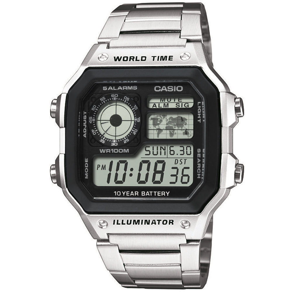 CASIO SPORT Mod. WORLD TIME ILLUMINATOR 5 ALARMS - FUTURE CLASSIC COLLECTION - BLACK STEEL CASIO COLLECTION & VINTAGE