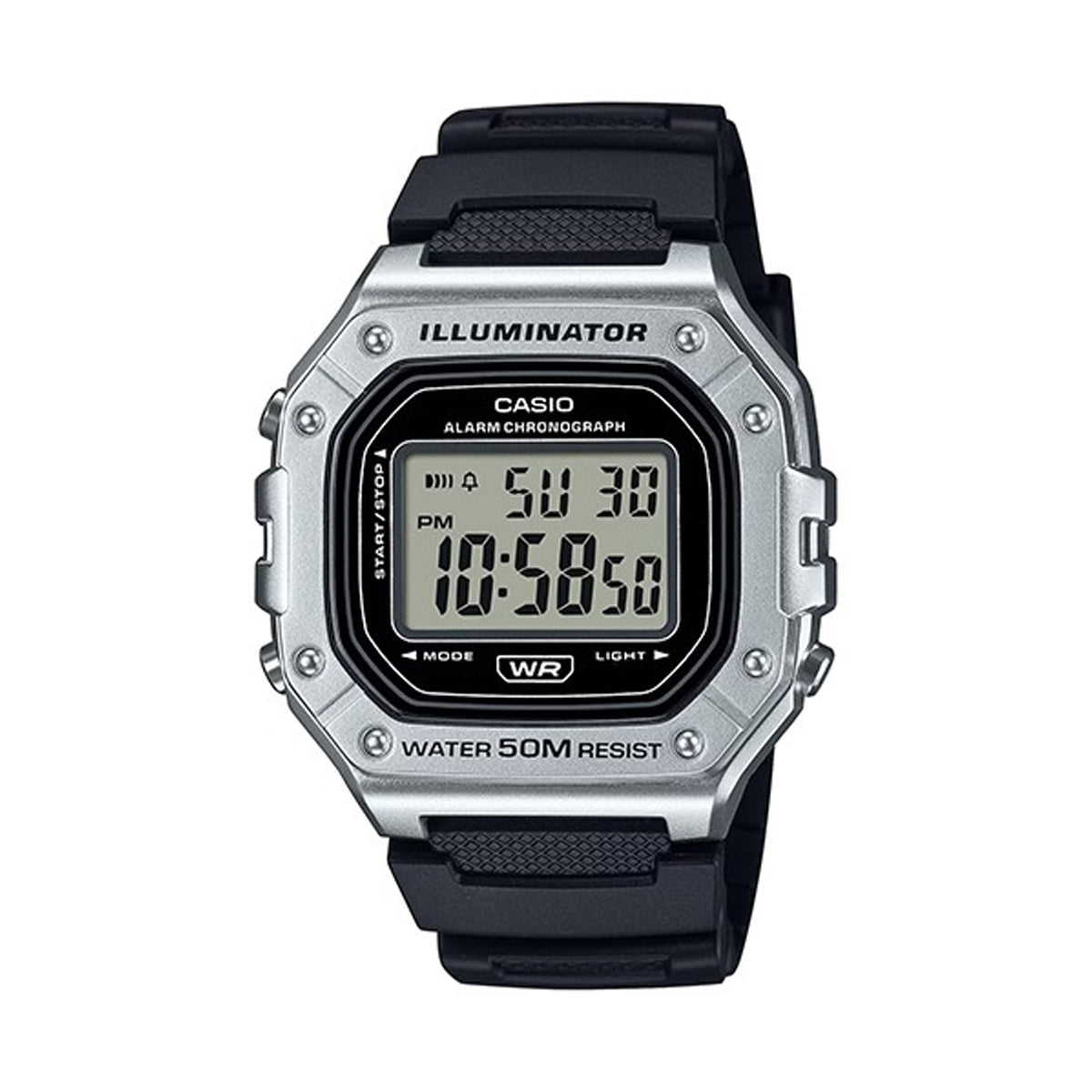 CASIO TIMELESS COLLECTION Mod. SPORT ILLUMINATOR WR 50M. ALARM. CHRONOGRAPH - SILVER - METAL SERIE CASIO COLLECTION & VINTAGE